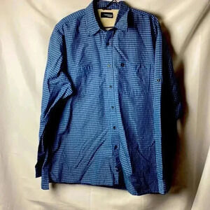 TERRAIN BY WRANGLER MENS SIZE XL  BLUE BLACK PLAID LONG SLEEVE SHIRT‎